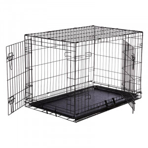 Dog Wire Black Metāla suņu būris ar 2 durvīm L 91x60x66 cm